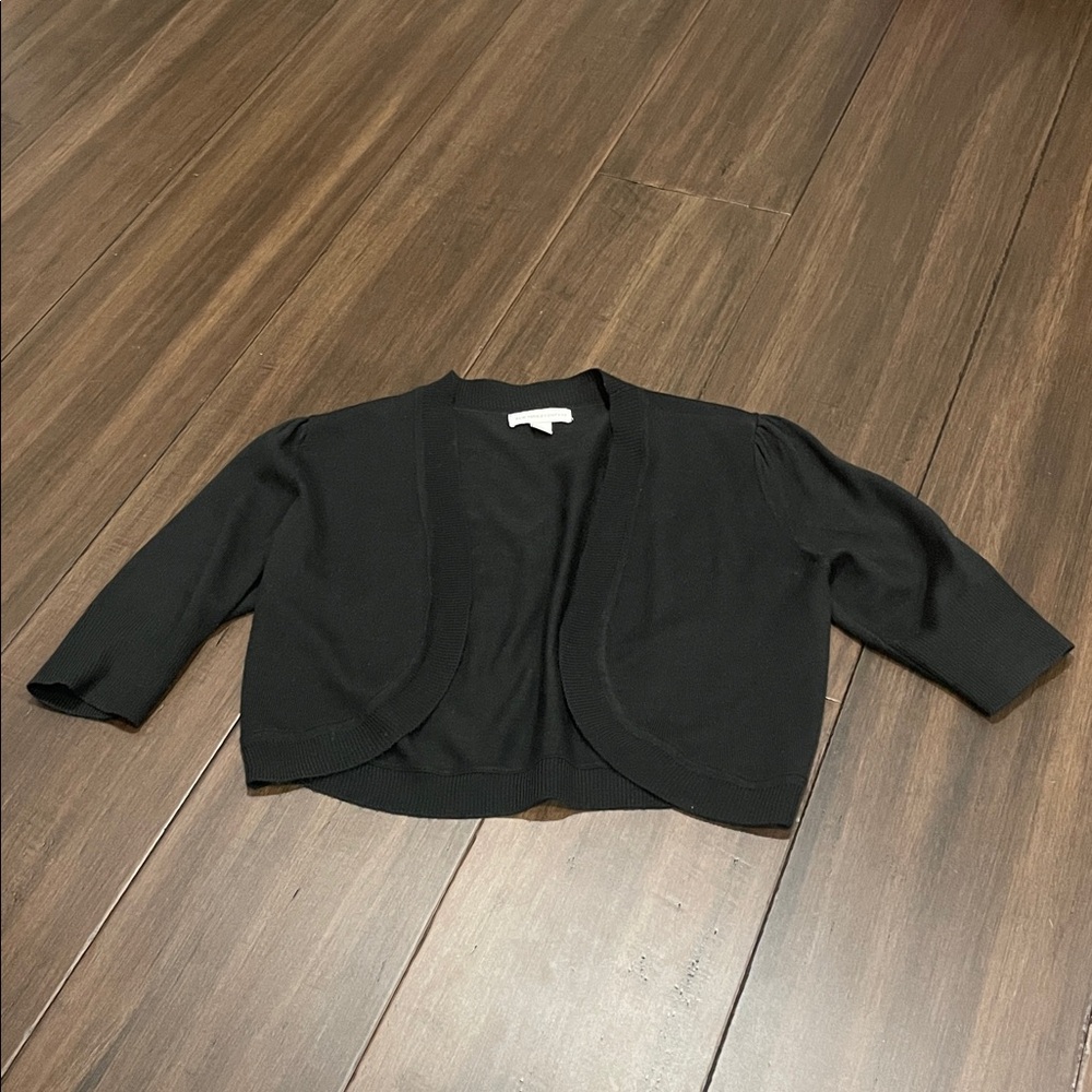 New York & Company Cropped Black Knit Cardigan